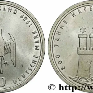 Certifié ALLEMAGNE 10 Mark 800e anniversaire de la charte de ville libre de Hambourg 1989 Hambourg fwo_780339 Monde