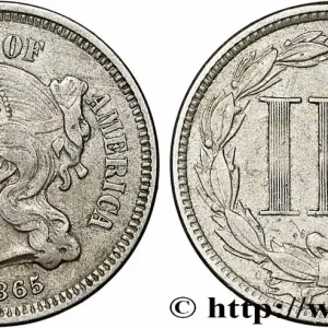 ÉTATS-UNIS D'AMÉRIQUE 3 Cents 1865 Philadelphie fwo_780493 Monde Promotion