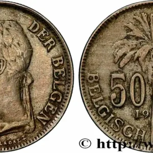 CONGO BELGE 50 Centiemen (Centimes) roi Albert légende flamande 1923 fwo_782827 Monde Remise