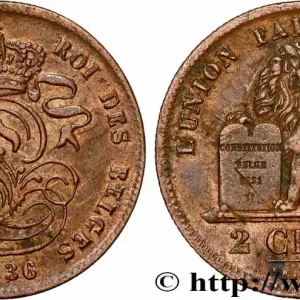 Quantité Limitée BELGIQUE 2 Centimes Léopold Ier (surfrappe) 1836 fwo_782853 Monde