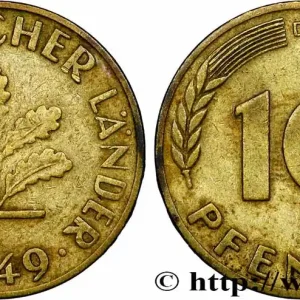 Livraison Gratuite ALLEMAGNE 10 Pfennig “Bank deutscher Länder” 1949 Munich - D fwo_784299 Monde