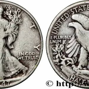 Marque ÉTATS-UNIS D'AMÉRIQUE 1/2 Dollar Walking Liberty 1947 Denver fwo_784493 Monde