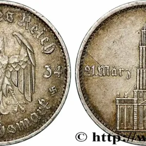 Commander Maintenant ALLEMAGNE 5 Reichsmark Commémoration du serment du 21 mars 1933 en l’église de la garnison de Potsdam 1934 Berlin fwo_784832 Monde