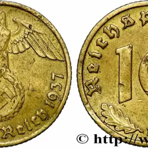 Dernière Chance ALLEMAGNE 10 Reichspfennig aigle surmontant une swastika 1937 Munich - D fwo_784888 Monde