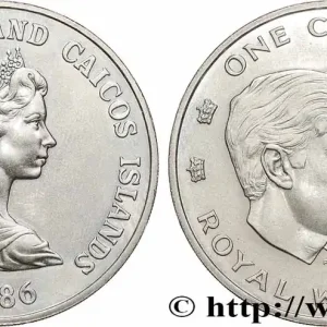 ÎLES TURQUES ET CAÏQUES 1 Crown mariage du prince Charles et de lady Diana 1986 fwo_781256 Monde Certifié