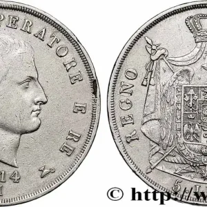 ITALIE - ROYAUME D'ITALIE - NAPOLÉON Ier 5 Lire 1814 Milan fwo_783115 Monde Artisanat