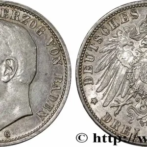ALLEMAGNE - BADE 3 Mark Frédéric II 1914 Karlsruhe fwo_782923 Monde Acheter Direct