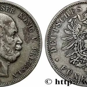 ALLEMAGNE - ROYAUME DE PRUSSE - GUILLAUME Ier 5 Mark 1876 Berlin fwo_783014 Monde Nouveauté