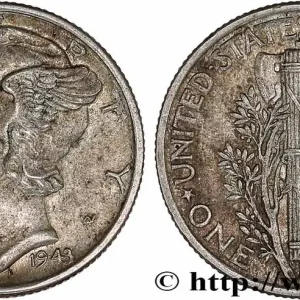 ÉTATS-UNIS D'AMÉRIQUE 1 Dime Mercury 1943 Philadelphie fwo_776992 Monde Seulement Aujourd’hui