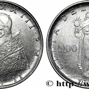 VATICAN ET ÉTATS PONTIFICAUX 100 Lire Jean XXIII an II / Fides tenant la croix 1960 Rome fwo_777357 Monde Offre Spéciale