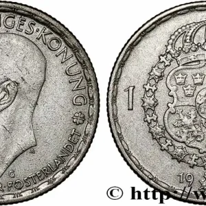 Populaire SUÈDE 1 Krona Gustave V 1943 fwo_781413 Monde