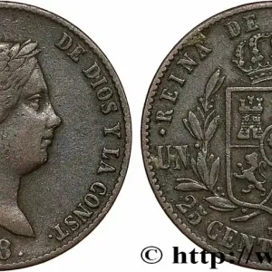 Prix Bas ESPAGNE 25 Centimos de Real (Cuartillo) Isabelle II 1858 Ségovie fwo_786133 Monde