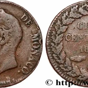 MONACO 5 Centimes Honoré V petite tête en cuivre rouge 1837 Monaco fwo_786258 Monde Acheter En Ligne