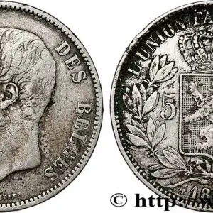 BELGIQUE 5 Francs Léopold II 1868 fwo_786426 Monde Prix Cassé