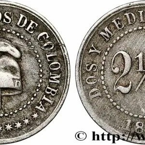 COLOMBIE 2 1/2 Centavos bonnet phrygien 1886 Heaton fwo_786448 Monde Produit De Marque