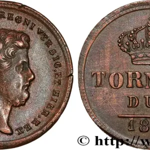 ITALIE - ROYAUME DES DEUX-SICILES 2 Tornesi Royaume des Deux-Siciles, Ferdinand II / écu couronné type à 5 pétales 1857 Naples fwo_789136 Monde Usine Directe