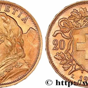 OR, PALLADIUM ET PLATINE INVESTISSEMENT 20 Francs "Vreneli" 1935 Berne fwo_765344 Monde Fait Main