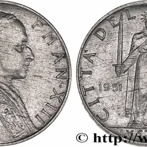 VATICAN ET ÉTATS PONTIFICAUX 5 Lire Pie XII an XIII 1951 Rome - R fwo_775150 Monde Tendance
