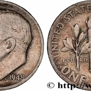 Certifié ÉTATS-UNIS D'AMÉRIQUE 1 Dime (10 Cents) Roosevelt 1948 Philadelphie fwo_776984 Monde