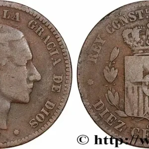 Top Qualité ESPAGNE 10 Centimos Alphonse XII 1877 Oeschger Mesdach & CO fwo_780918 Monde