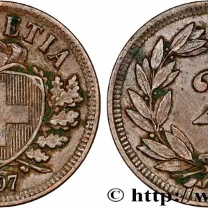 SUISSE 2 Centimes (Rappen) croix suisse 1907 Berne fwo_782147 Monde Vente Flash