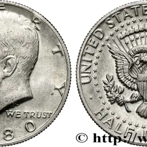 ÉTATS-UNIS D'AMÉRIQUE 1/2 Dollar Kennedy 1980 Philadelphie fwo_786676 Monde Quantité Limitée