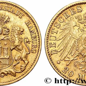 OR, PALLADIUM ET PLATINE INVESTISSEMENT 20 Mark 1897 Hambourg fwo_789334 Monde Livraison Mondiale