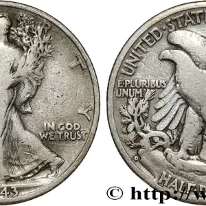 ÉTATS-UNIS D'AMÉRIQUE 1/2 Dollar Walking Liberty 1943 Denver fwo_789826 Monde Livraison Express