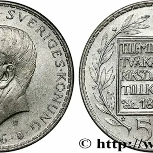 SUÈDE 5 Kronor Gustave VI - centenaire de la réforme constitutionnelle 1966 fwo_787073 Monde Dernière Chance