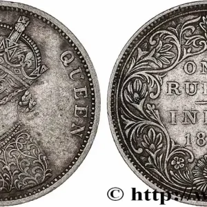 INDES BRITANNIQUES 1 Roupie Victoria 1876 Bombay fwo_787397 Monde Quantité Limitée