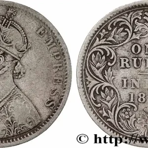 INDES BRITANNIQUES 1 Roupie Victoria 1890 Calcutta fwo_787427 Monde Achetez Aujourd’hui