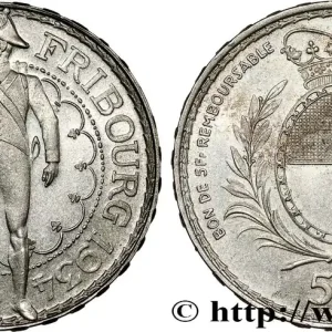 SUISSE 5 Francs, monnaie de Tir, Fribourg 1934 Le Locle fwo_787630 Monde Promotion Saisonnière