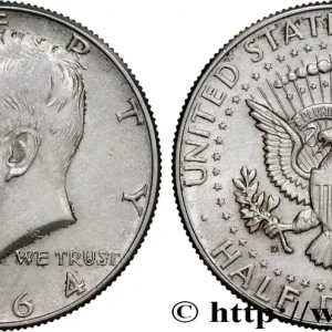 Original ÉTATS-UNIS D'AMÉRIQUE 1/2 Dollar Kennedy 1964 Denver fwo_774687 Monde