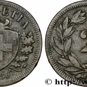 Usine Directe SUISSE 2 Centimes (Rappen) croix suisse 1850 Paris fwo_782149 Monde