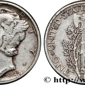 Prix Réduit ÉTATS-UNIS D'AMÉRIQUE 1 Dime Mercury 1942 Philadelphie fwo_783890 Monde