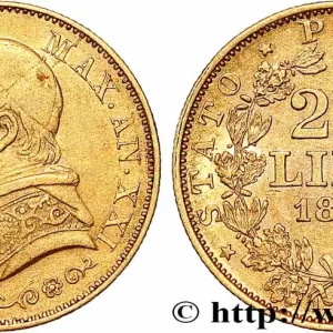 OR, PALLADIUM ET PLATINE INVESTISSEMENT 20 Lire Pie IX an XXI 1866 Rome fwo_790152 Monde Petit Prix