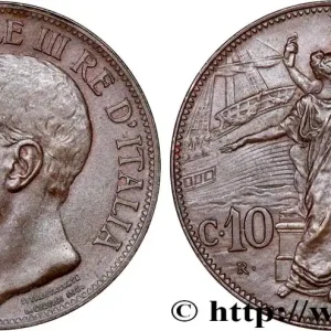 Nouvelle Collection ITALIE 10 Centesimi Victor Emmanuel III - 50e anniversaire de l’Unité Italienne 1911 Rome fwo_791335 Monde