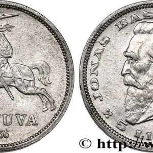 LITUANIE 5 Litai chevalier Vitis / Dr Jonas Basanavicius 1936 fwo_749304 Monde Produit De Marque