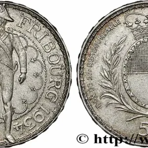 Expédié Aujourd’hui SUISSE 5 Francs, monnaie de Tir, Fribourg 1934 Le Locle fwo_787091 Monde