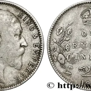 INDES BRITANNIQUES 1 Rupee (Roupie) Edouard VII 1903 Bombay fwo_790870 Monde Prix Réduit