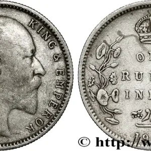 INDES BRITANNIQUES 1 Rupee (Roupie) Edouard VII 1904 Calcutta fwo_790895 Monde Commander Vite