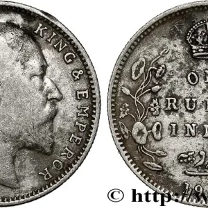 En Vogue INDES BRITANNIQUES 1 Rupee (Roupie) Edouard VII 1905 Calcutta fwo_790905 Monde