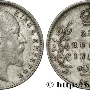 INDES BRITANNIQUES 1 Rupee (Roupie) Edouard VII 1907 Calcutta fwo_790937 Monde Édition Limitée