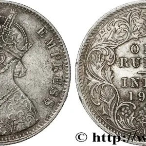 INDES BRITANNIQUES 1 Rupee (Roupie) Victoria 1901 Calcutta fwo_790966 Monde Pas Cher