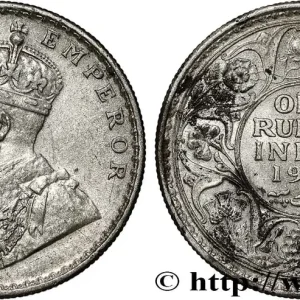 INDES BRITANNIQUES 1 Rupee (Roupie) Georges V 1917 Calcutta fwo_791012 Monde Must-Have
