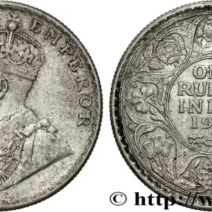 Fait Main INDES BRITANNIQUES 1 Rupee (Roupie) Georges V 1918 Bombay fwo_791053 Monde