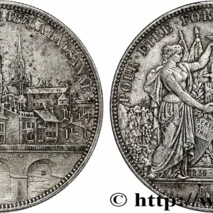SUISSE 5 Francs, monnaie de Tir, Lausanne 1876 fwo_787188 Monde Top Vente