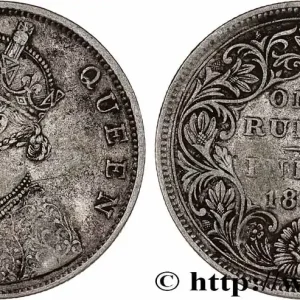 Tendance INDES BRITANNIQUES 1 Roupie Victoria 1862 Calcutta fwo_787391 Monde