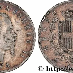 ITALIE 5 Lire Victor Emmanuel II 1874 Milan fwo_775181 Monde Nouvel Arrivage