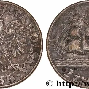 Solde POLOGNE 2 Zlote 15e anniversaire du port de Gdynia 1936 Varsovie fwo_777279 Monde